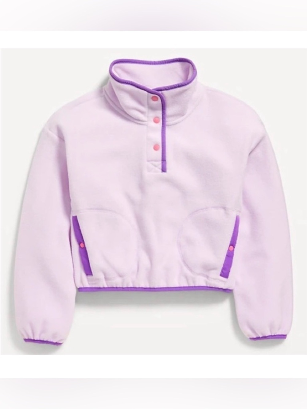 Old Navy Girls Mock Neck Microfleece Pullover Purple Pink L NWT